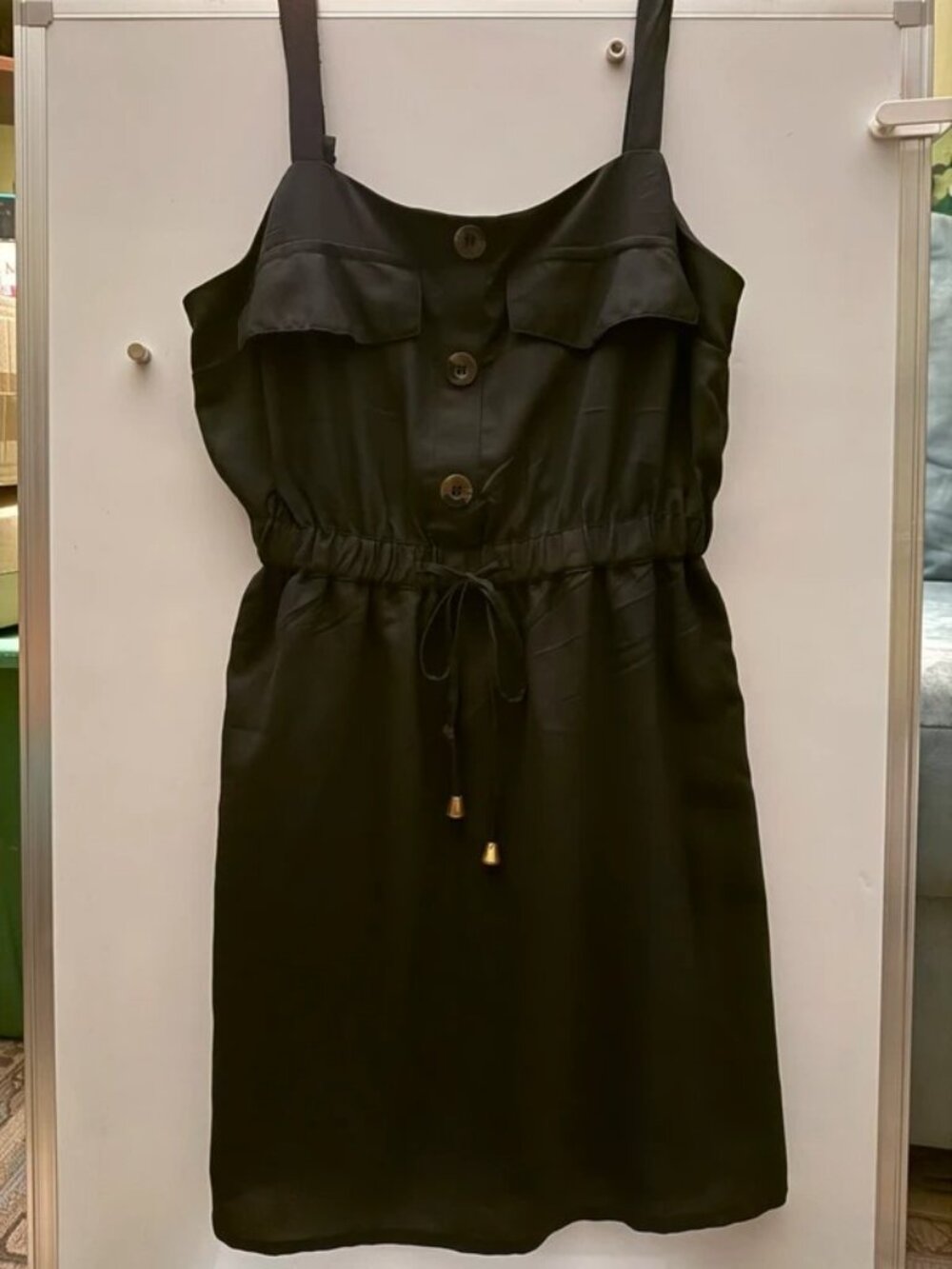 Black Button-Front Mini Dress M / US 8-10
